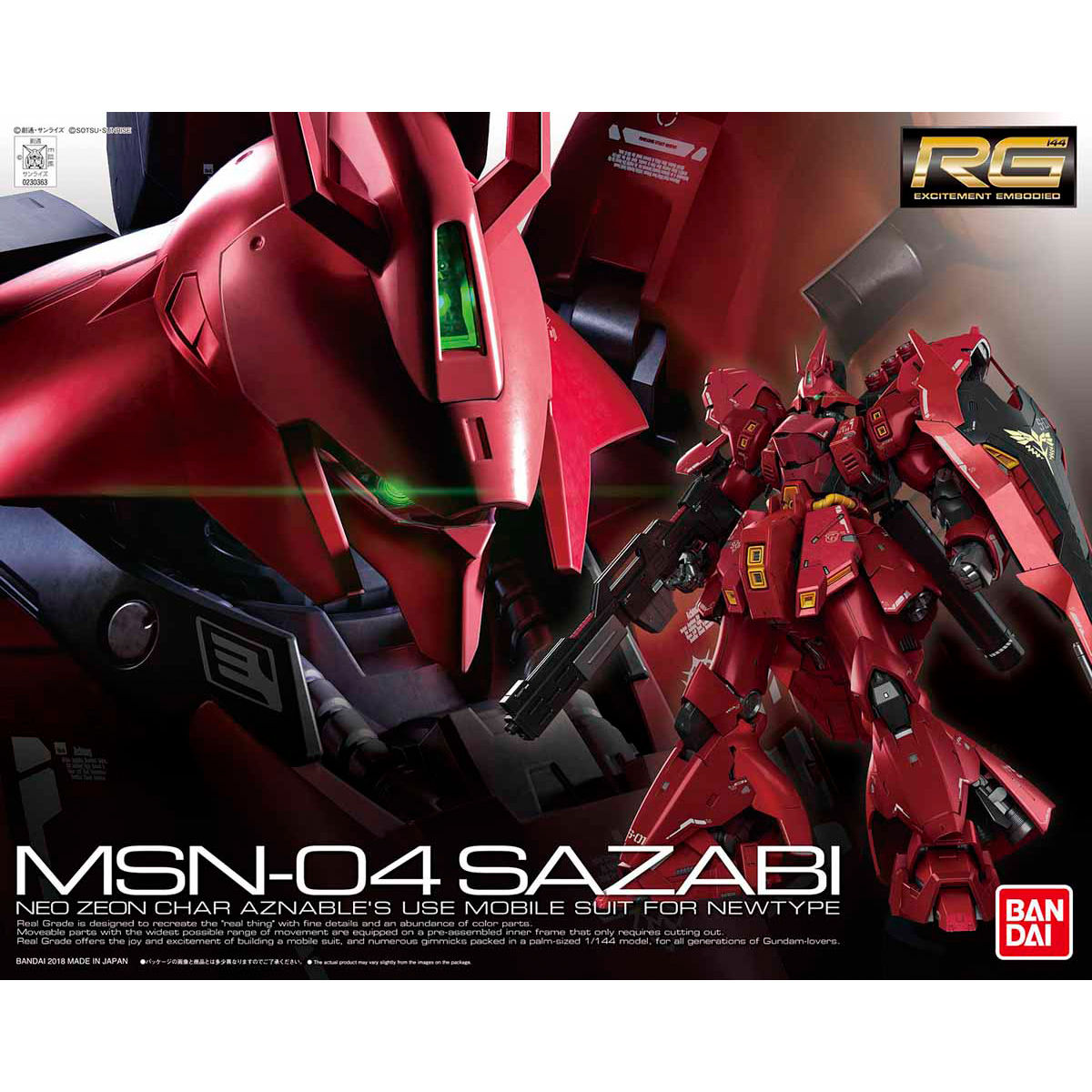 [HÀNG SẴN] BANDAI MÔ HÌNH LẮP RÁP RG 1/144 SAZABI CHÍNH HÃNG